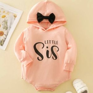 Lil Sis Bow Hooded Onesie